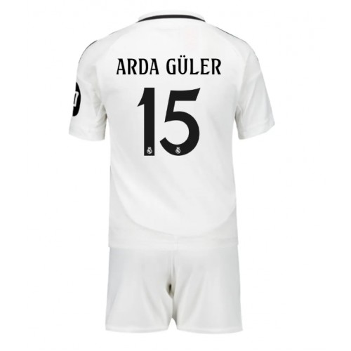 Dětský fotbalový dres Real Madrid Arda Guler #15 2024-25 Domácí Krátký Rukáv (+ trenýrky)